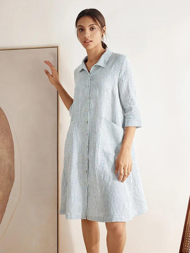 100% Linen Shirt Dress MADISON - Glamourous Grace