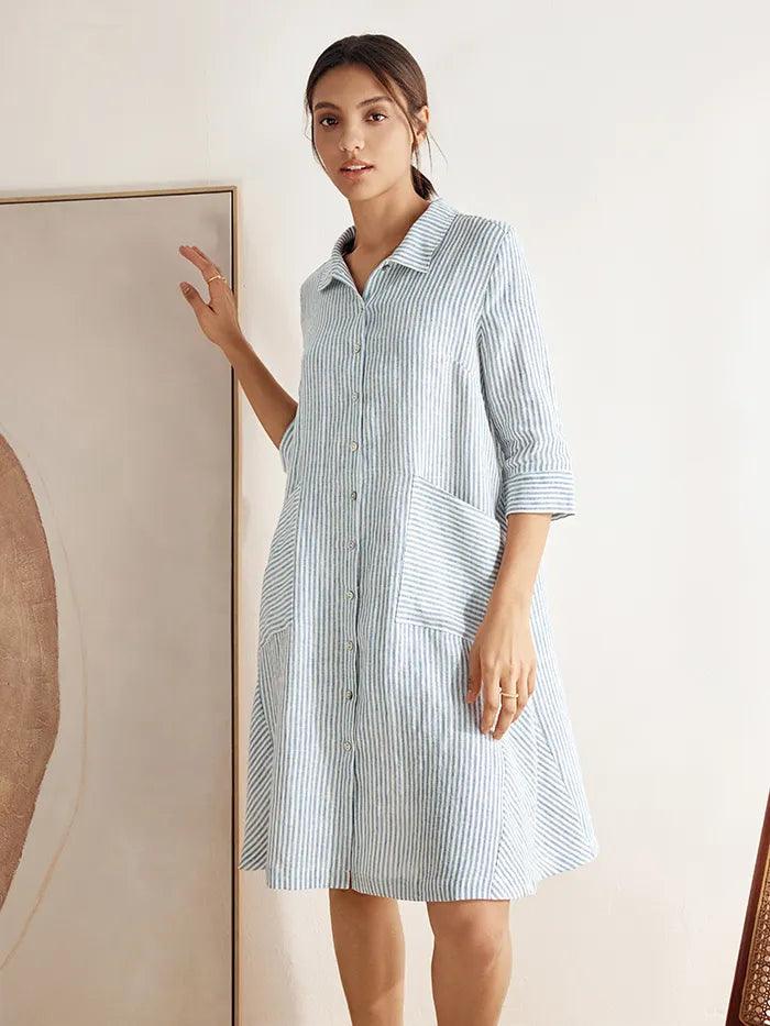 100% Linen Shirt Dress MADISON - Glamourous Grace