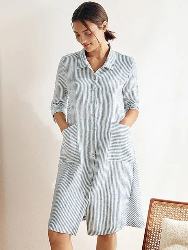 100% Linen Shirt Dress MADISON - Glamourous Grace