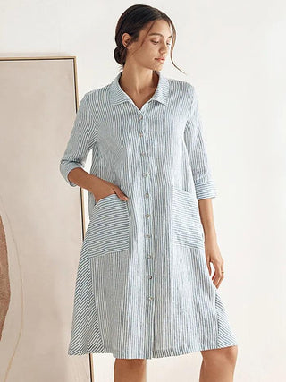 100% Linen Shirt Dress MADISON - Glamourous Grace