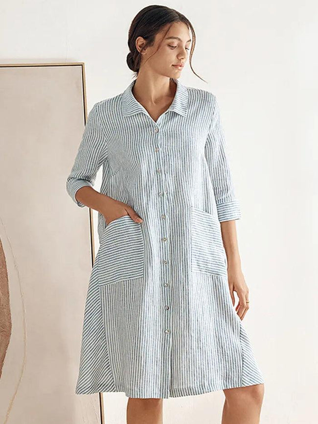 100% Linen Shirt Dress MADISON - Glamourous Grace
