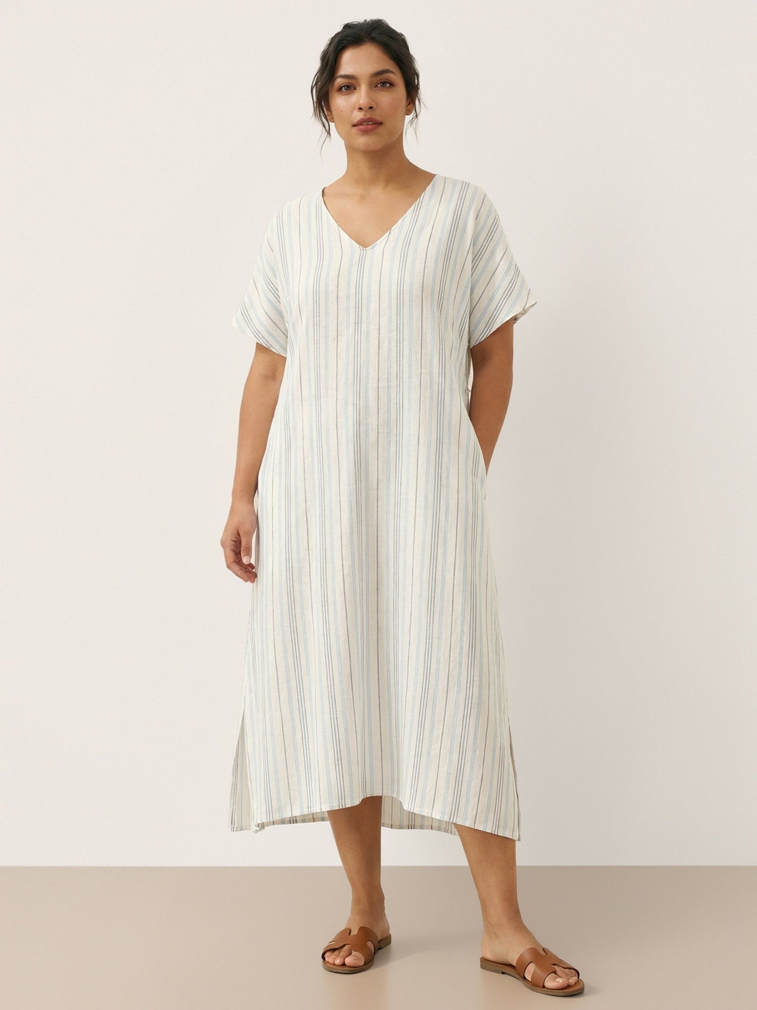 100% Linen Back-Tied Waist Maxi Dress HANA - Glamourous Grace