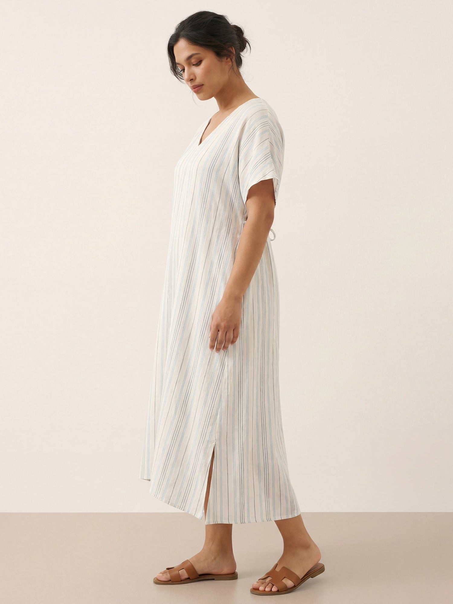 100% Linen Back-Tied Waist Maxi Dress HANA - Glamourous Grace