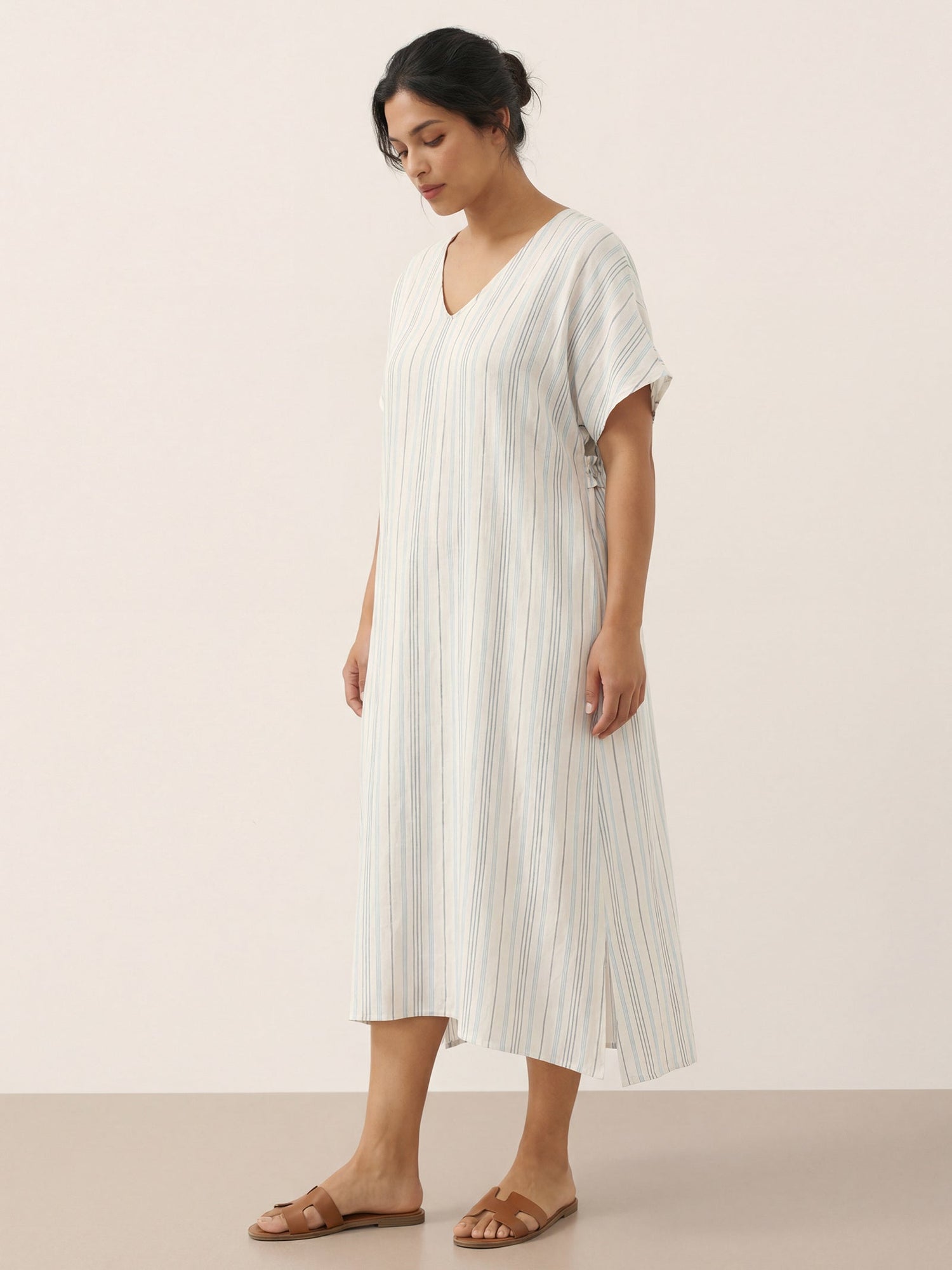 100% Linen Back-Tied Waist Maxi Dress HANA - Glamourous Grace