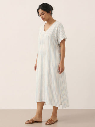 100% Linen Back-Tied Waist Maxi Dress HANA