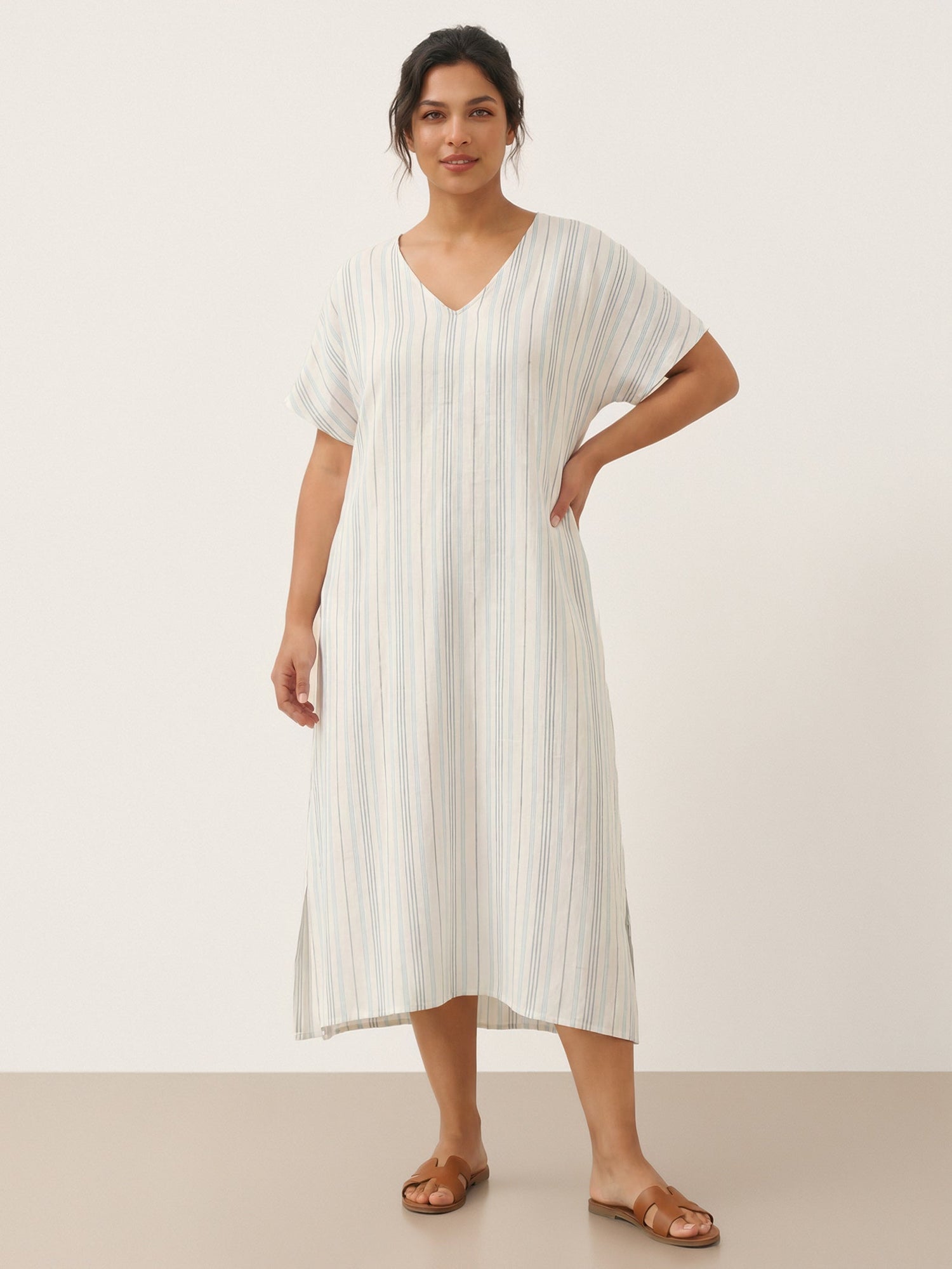 100% Linen Back-Tied Waist Maxi Dress HANA - Glamourous Grace