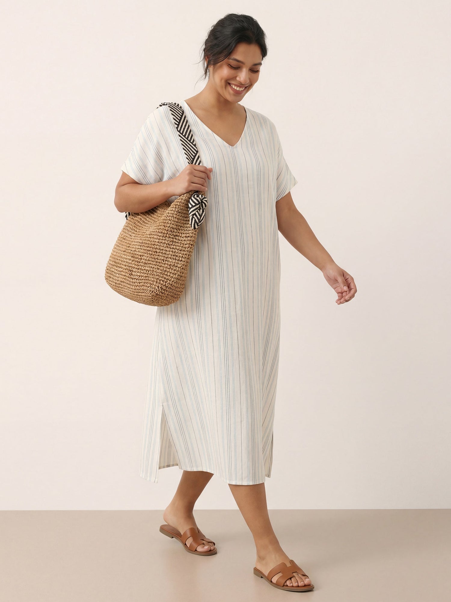 100% Linen Back-Tied Waist Maxi Dress HANA - Glamourous Grace