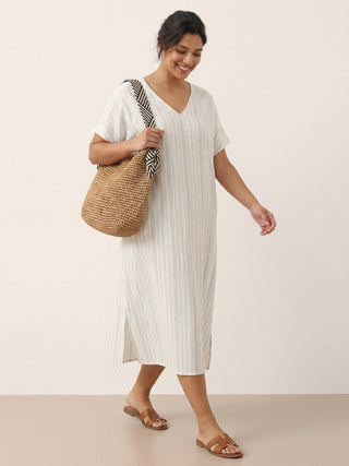 100% Linen Back-Tied Waist Maxi Dress HANA