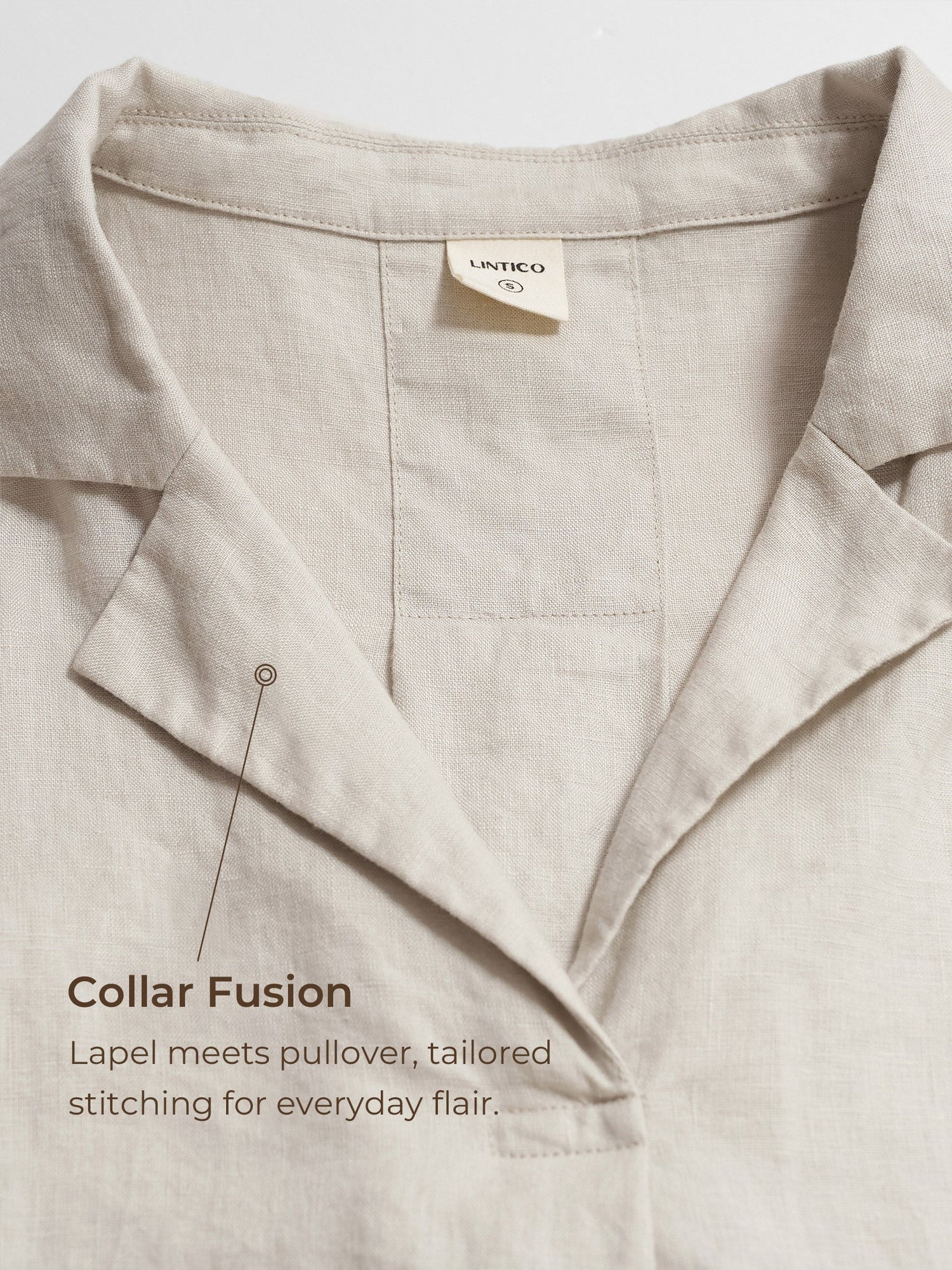 100% Linen Blazer-Inspired Pullover Top DINA - Glamourous Grace