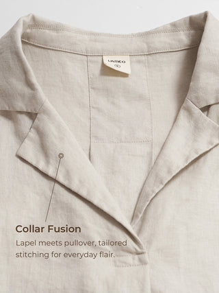 100% Linen Blazer-Inspired Pullover Top DINA