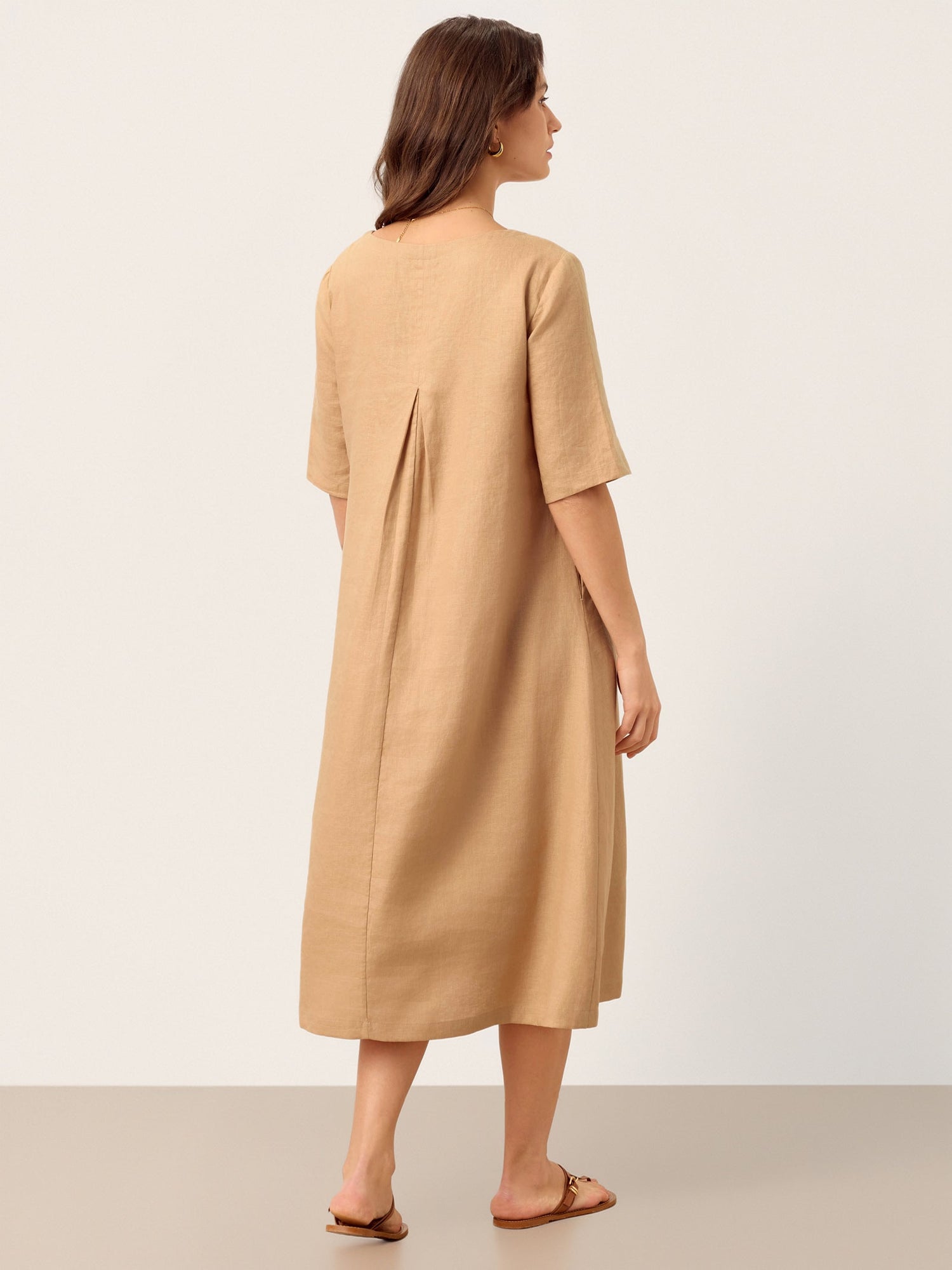 100% Linen Side-Gathered Bow Maxi Dress ESMERALDA - Glamourous Grace