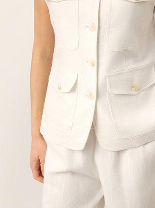 Linen Four-Pocket Tailored Sleeveless Vest COSIMA - Glamourous Grace