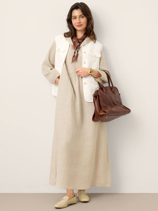 Linen Four-Pocket Tailored Sleeveless Vest COSIMA - Glamourous Grace