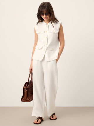Linen Four-Pocket Tailored Sleeveless Vest COSIMA - Glamourous Grace