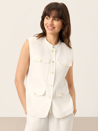 Linen Four-Pocket Tailored Sleeveless Vest COSIMA - Glamourous Grace