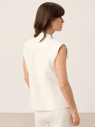 Linen Four-Pocket Tailored Sleeveless Vest COSIMA - Glamourous Grace