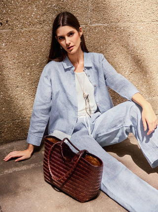 100% Linen Buttoned Closure Color-Blocked Shirt JANICE - Glamourous Grace