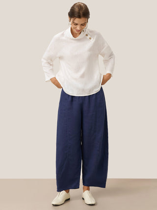 100% Linen Classic Side Neck Top CORA - Glamourous Grace