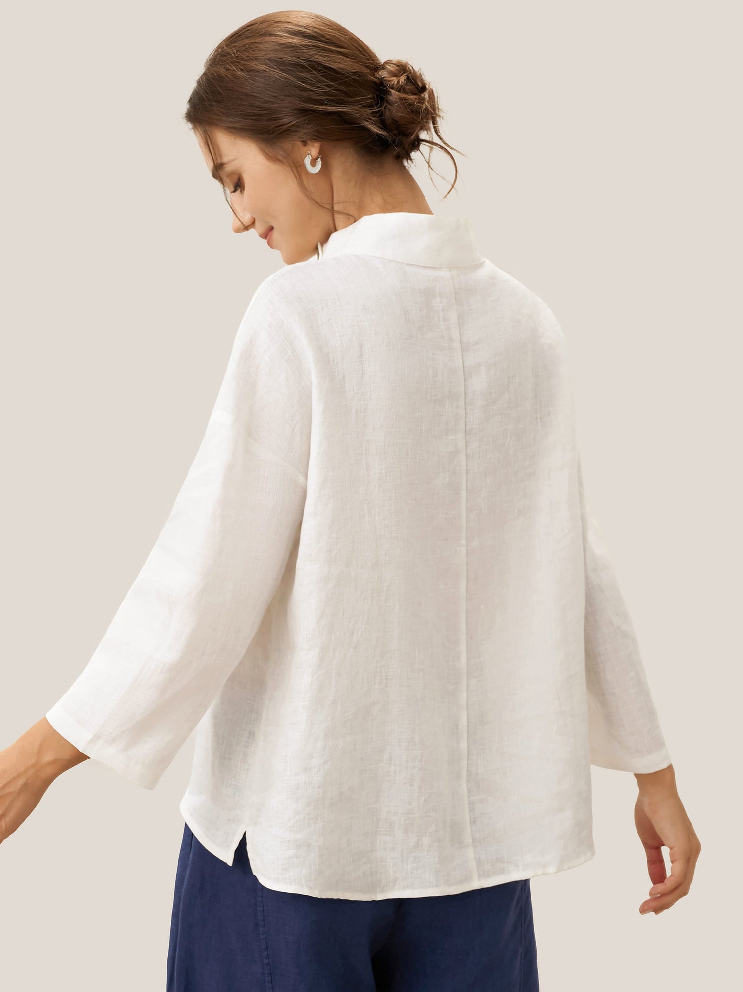 100% Linen Classic Side Neck Top CORA - Glamourous Grace