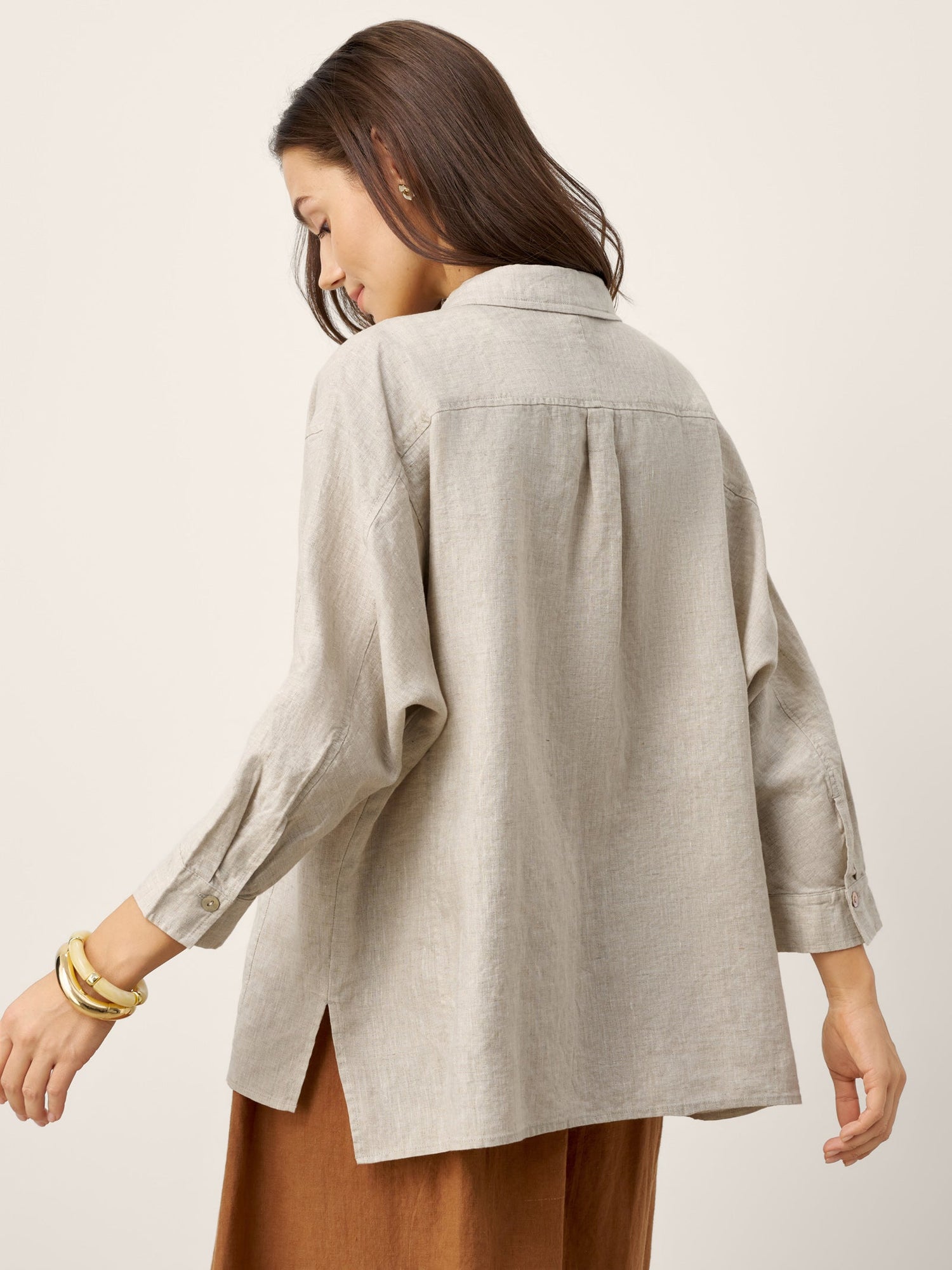 100% Linen Concealed Placket Patch Pocket Shirt FELICITY - Glamourous Grace
