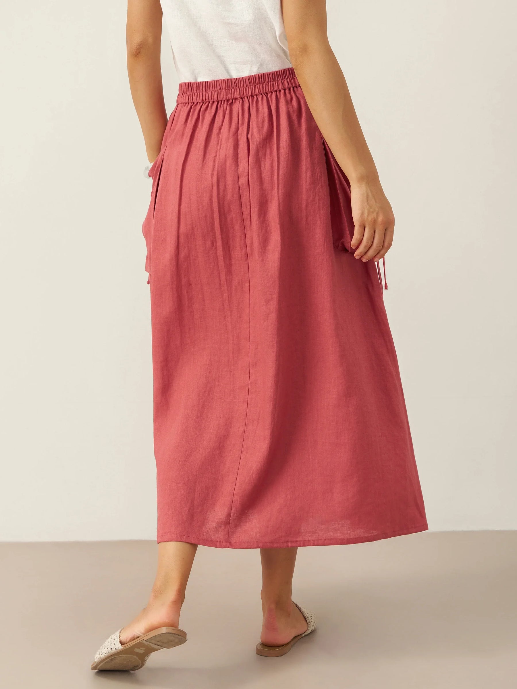 100% Linen Drawstring Pocket Skirt TESS - Glamourous Grace
