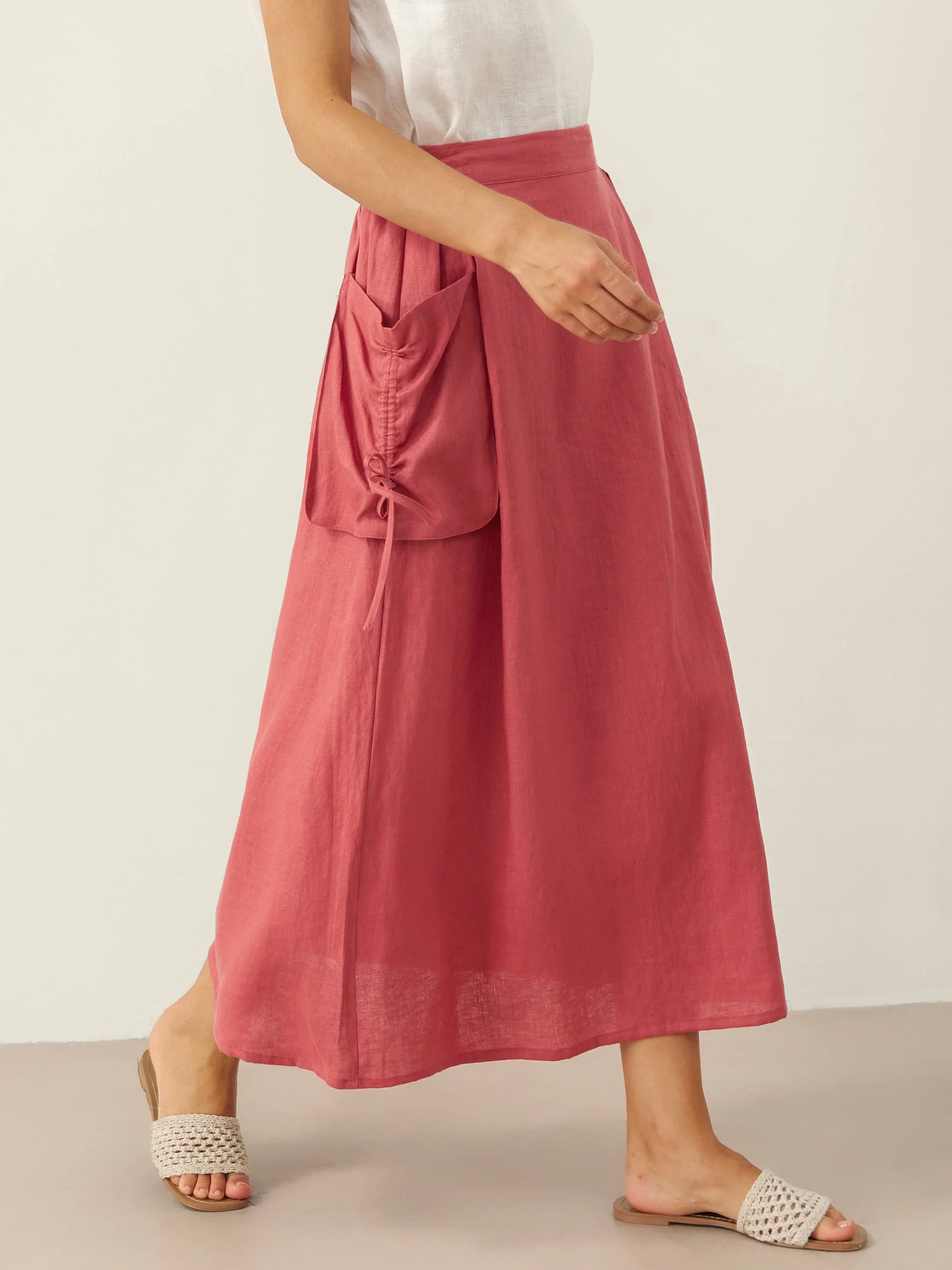 100% Linen Drawstring Pocket Skirt TESS - Glamourous Grace