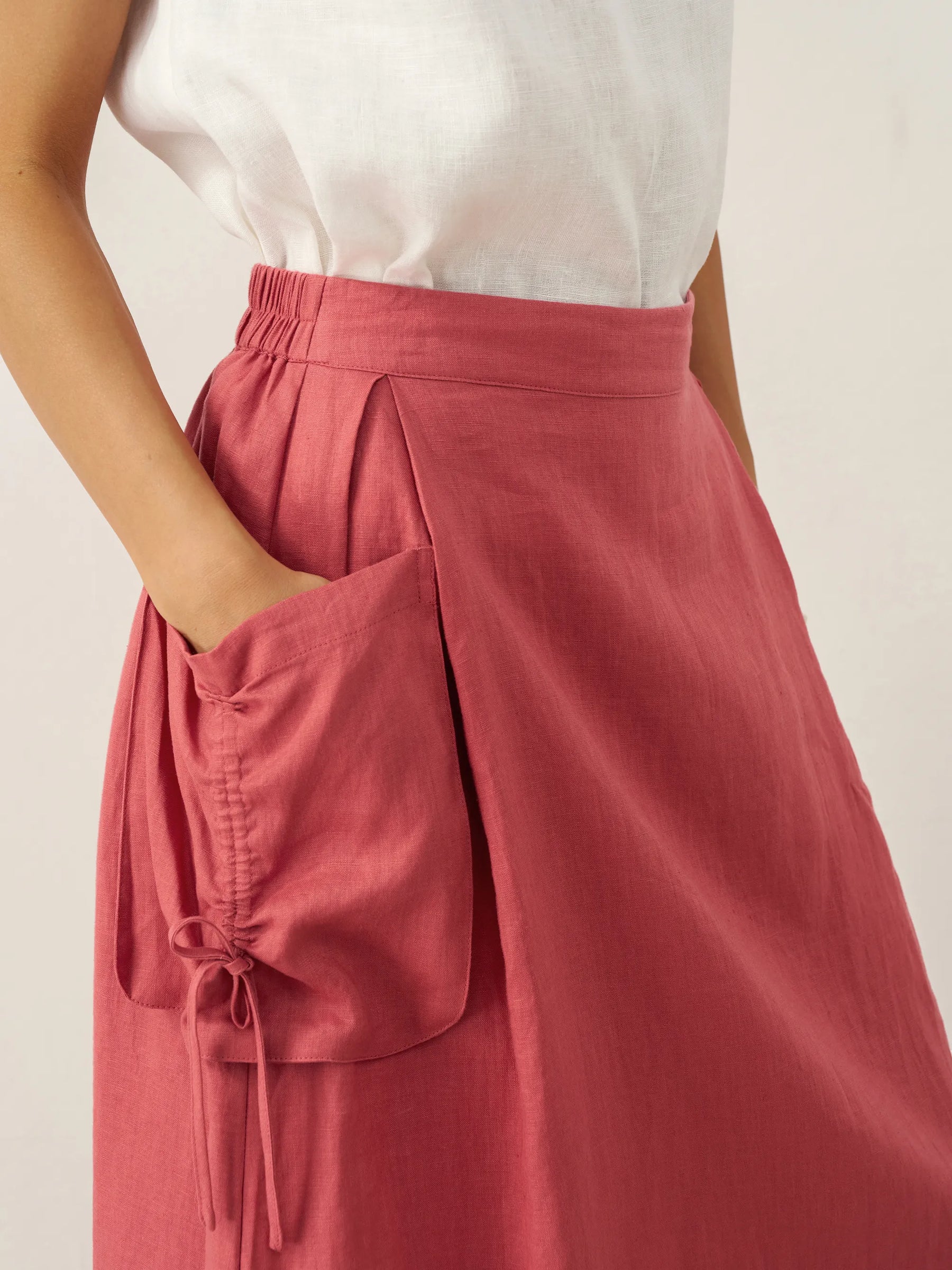 100% Linen Drawstring Pocket Skirt TESS - Glamourous Grace