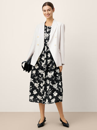 100% Linen Floral Printed Gathered Maxi Dress ELODIE - Glamourous Grace