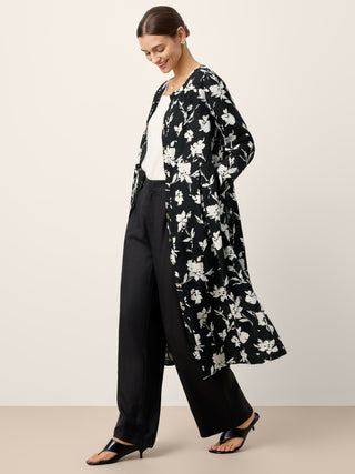 100% Linen Floral Printed Gathered Maxi Dress ELODIE - Glamourous Grace