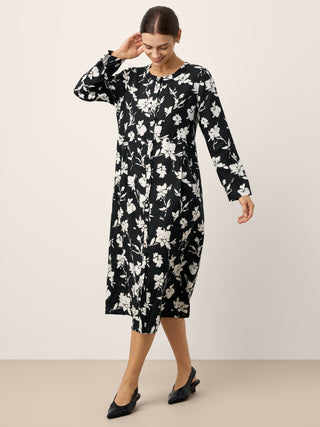 100% Linen Floral Printed Gathered Maxi Dress ELODIE - Glamourous Grace