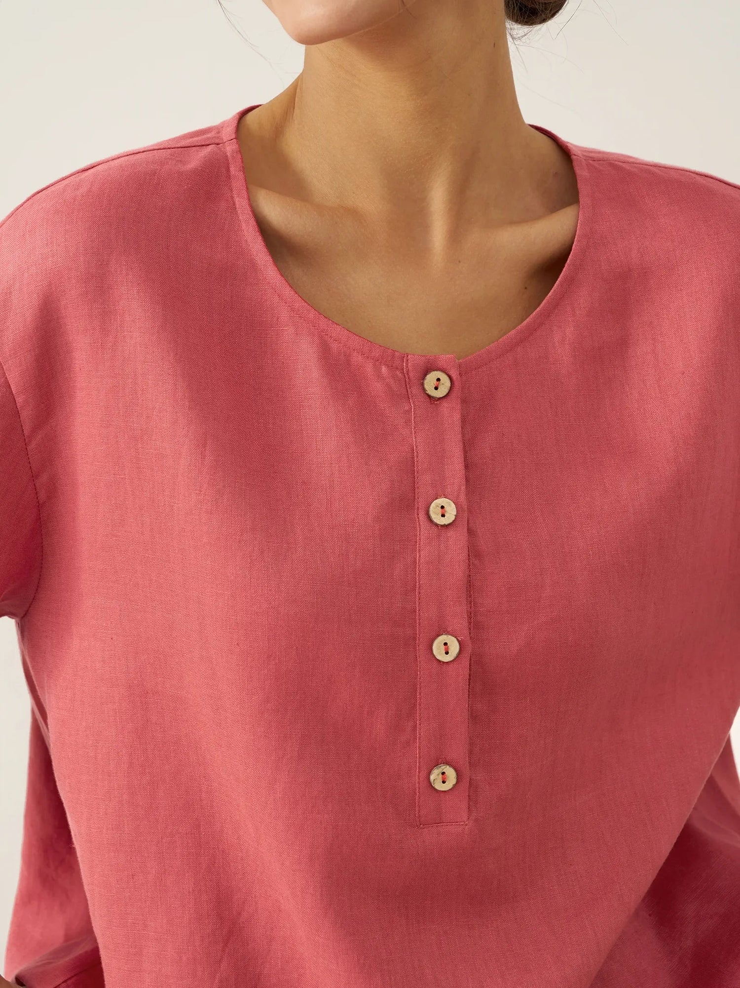 100% Linen Flutter Sleeve Drawstring Top ZOEY - Glamourous Grace