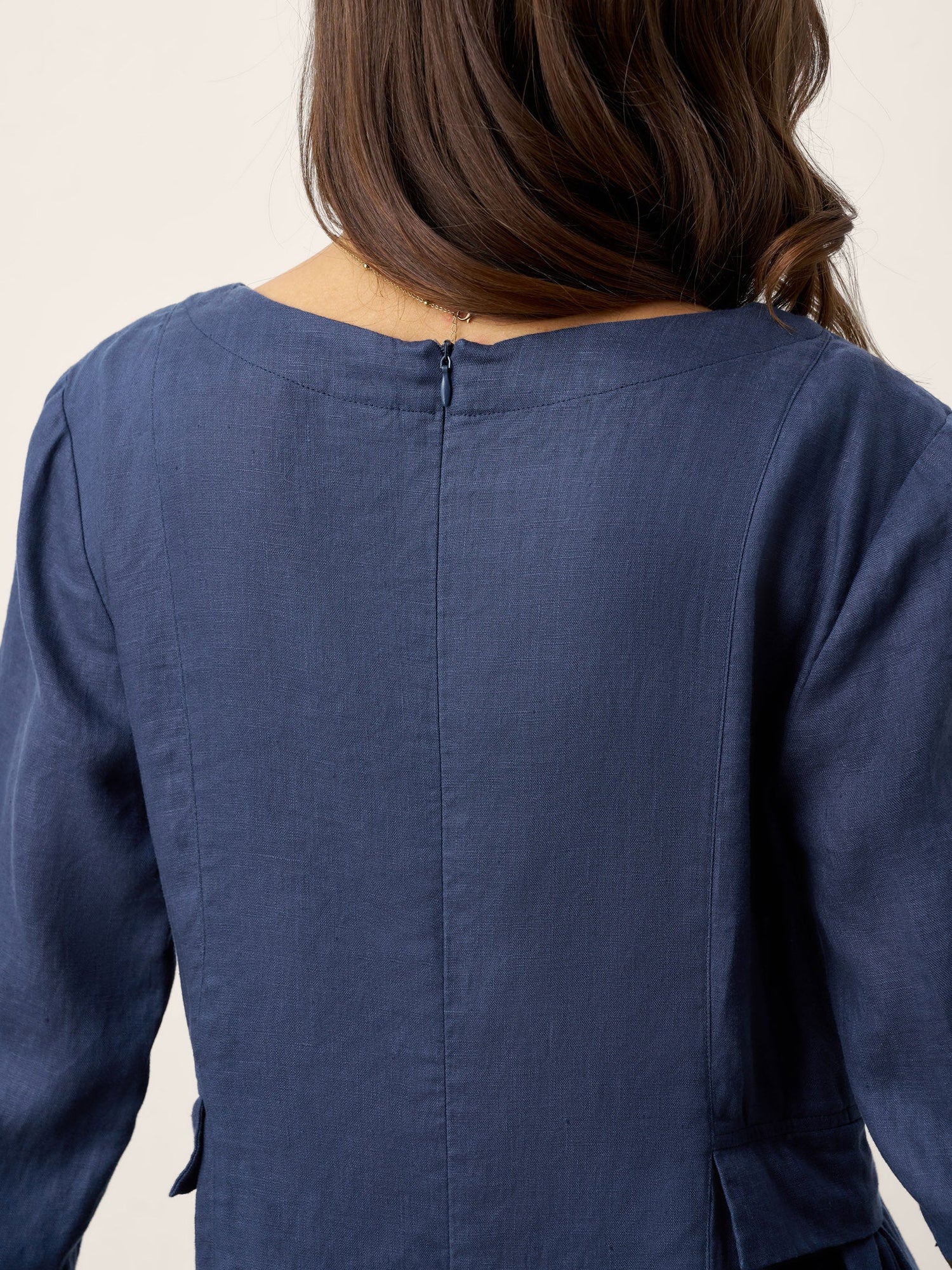 100% Linen Gathered Waist Flap Detail Midi Dress DIANA - Glamourous Grace