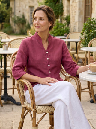 100% Linen Hand Button Fitted Jacket AMELIA - Glamourous Grace