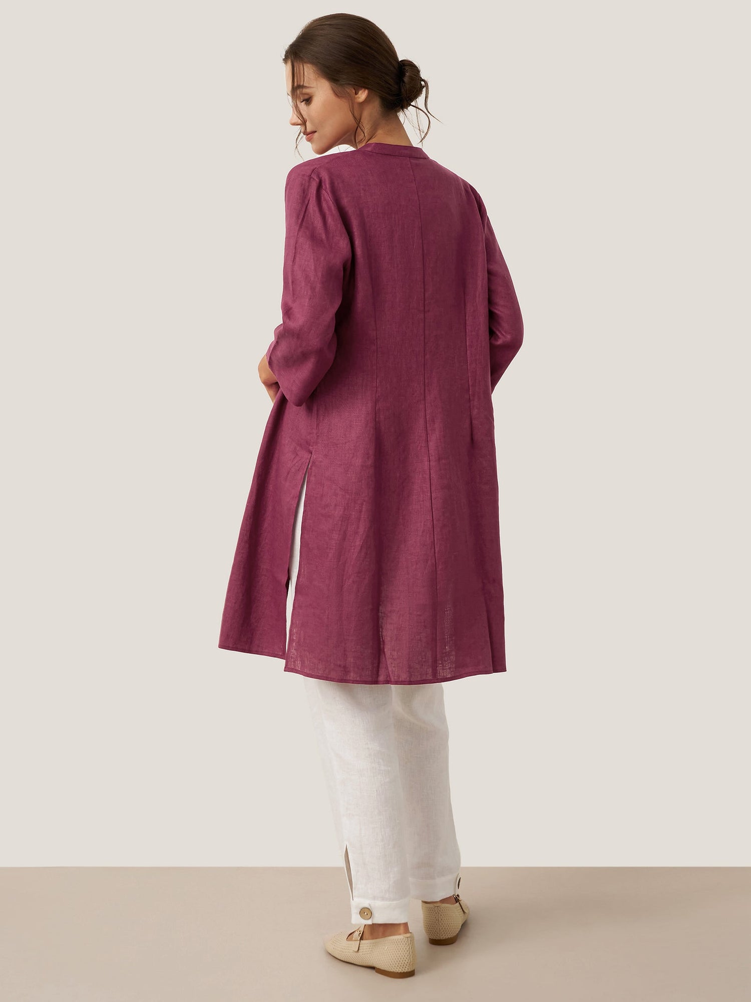 100% Linen Hand Button Long Top DILLON - Glamourous Grace