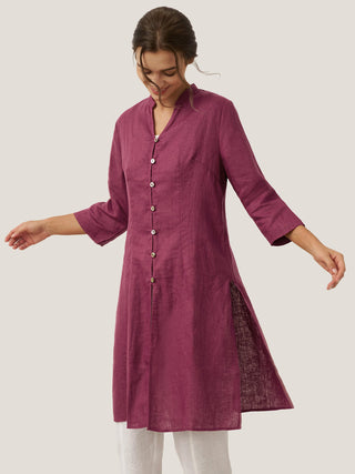 100% Linen Hand Button Long Top DILLON - Glamourous Grace