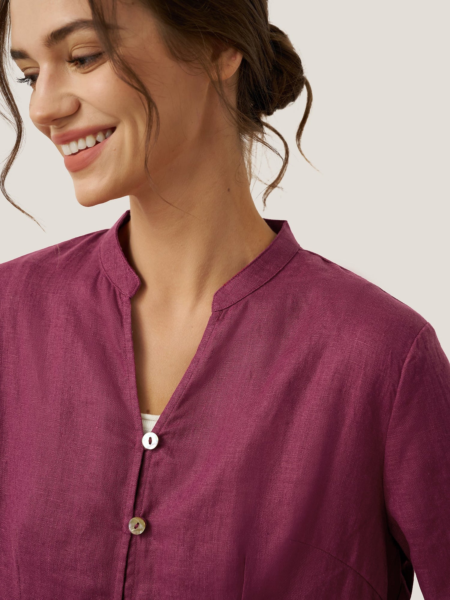 100% Linen Hand Button Long Top DILLON - Glamourous Grace