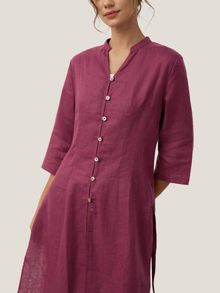 100% Linen Hand Button Long Top DILLON - Glamourous Grace
