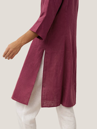 100% Linen Hand Button Long Top DILLON - Glamourous Grace