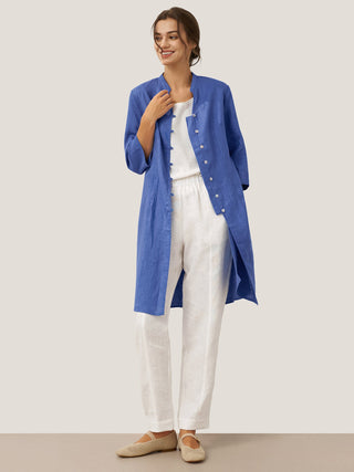 100% Linen Hand Button Long Top DILLON - Glamourous Grace