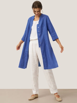 100% Linen Hand Button Long Top DILLON - Glamourous Grace