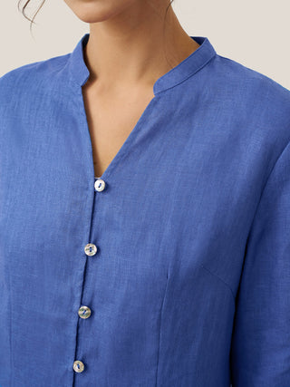 100% Linen Hand Button Long Top DILLON - Glamourous Grace