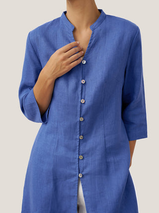 100% Linen Hand Button Long Top DILLON - Glamourous Grace