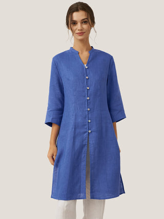100% Linen Hand Button Long Top DILLON - Glamourous Grace
