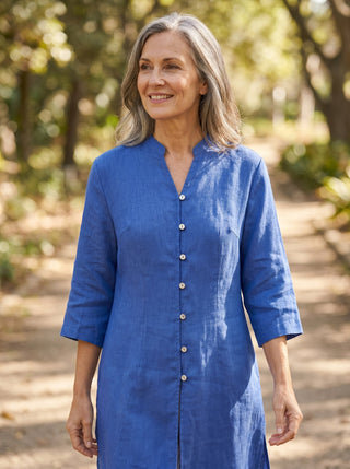 100% Linen Hand Button Long Top DILLON - Glamourous Grace