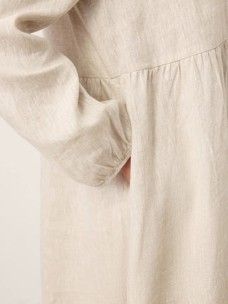 100% Linen Sculpted-Hood Caftan Maxi Dress LINETTE - Glamourous Grace