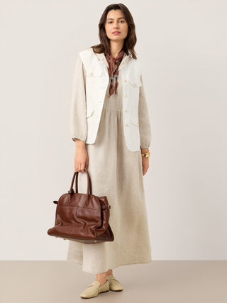 100% Linen Sculpted-Hood Caftan Maxi Dress LINETTE - Glamourous Grace