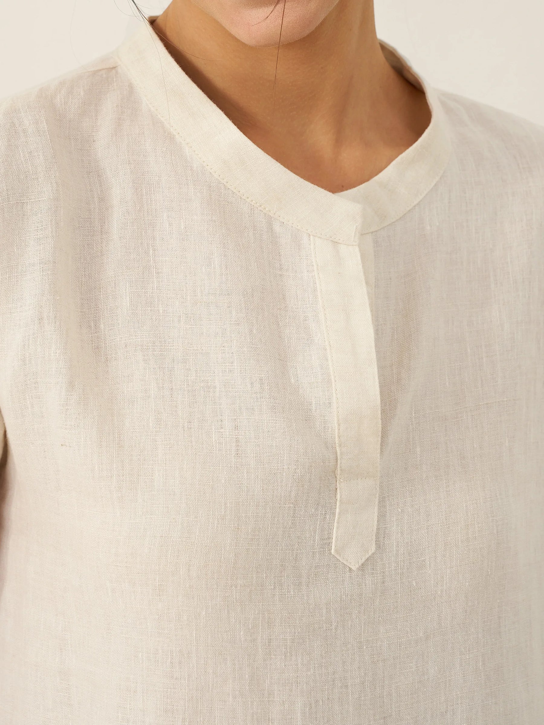 100% Linen Mandarin Collar Maxi Dress with Detachable Belt MARGARET - Glamourous Grace