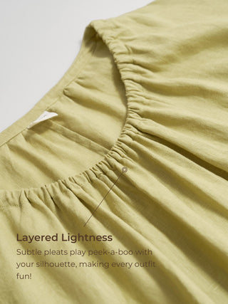 100% Linen Pleated Crew Neck Maxi Dress with Detachable Tie Straps MIRA - Glamourous Grace