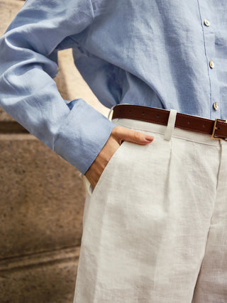 100% Linen Pleated Linen Shorts ELLEN - Glamourous Grace