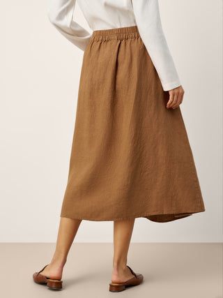 100% Linen Pleated Side Button Skirt LILITH - Glamourous Grace